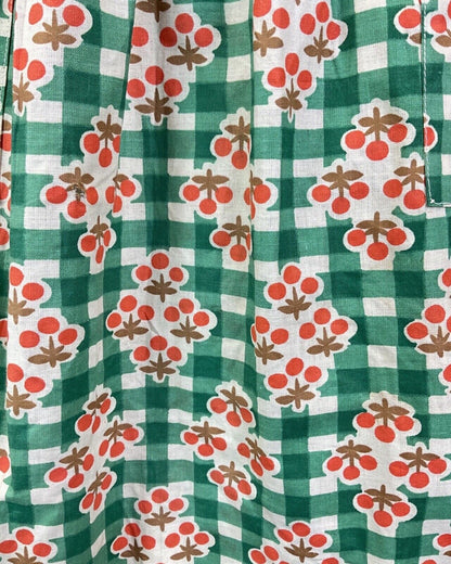 VINTAGE 60s 90s GREEN WHITE ORANGE GINGHAM CHECKED BERRY MOD SUMMER DRESS 10
