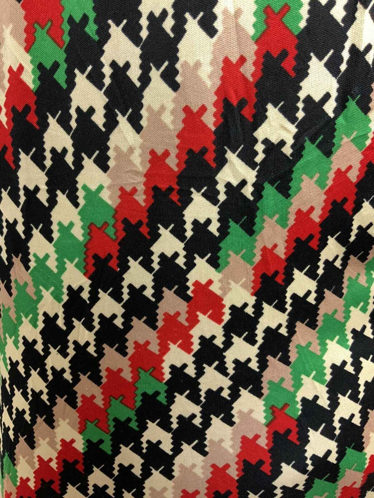 VINTAGE 60s 70s BLACK WHITE GREEN RED HOUNDSTOOTH STRIPED MOD DAGGER SHIRT 10 12