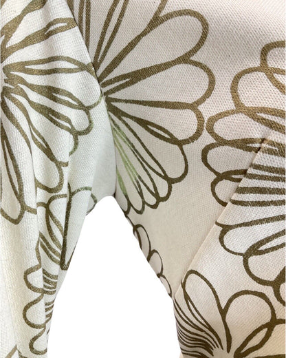 VINTAGE 60s 70s CREAM GOLD FLORAL MOD SHIRT SCOOTER DRESS 10 12