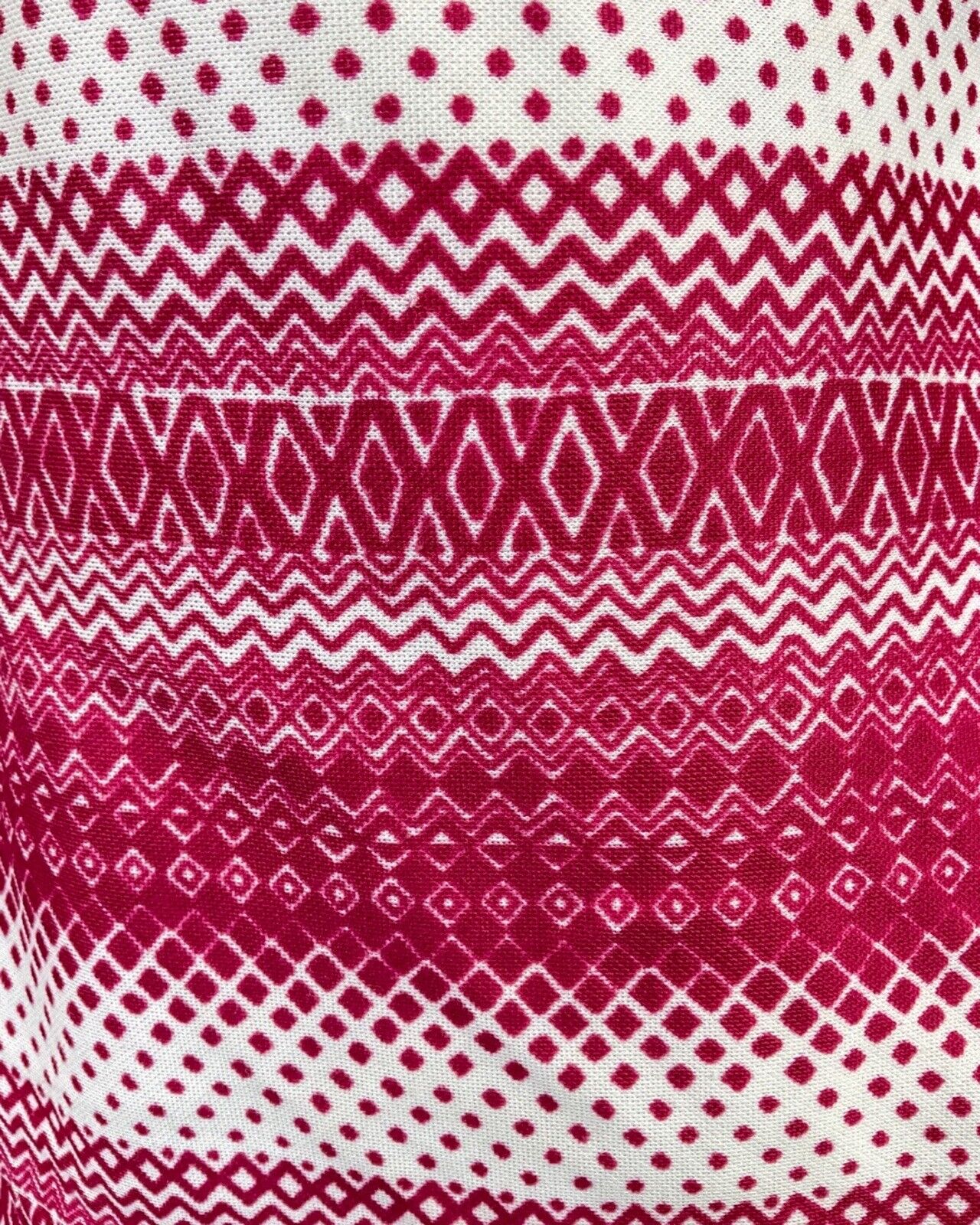 VINTAGE 60s 70s PURPLE GEOMETRIC STRIPED ZIG-ZAG DOTTY ZIP-UP MOD SHIRT DRESS 12