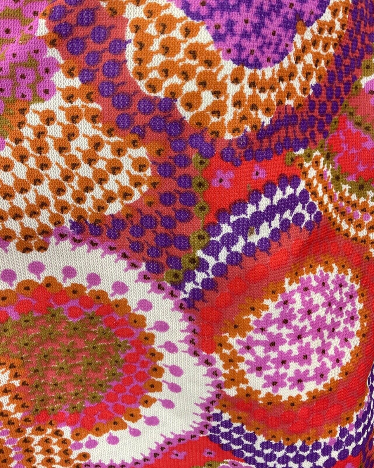 VTG 60s 70s PINK RED PURPLE PSYCHEDELIC SPIROGRAPH FLORAL BELL SLEEVE DRESS 8 10