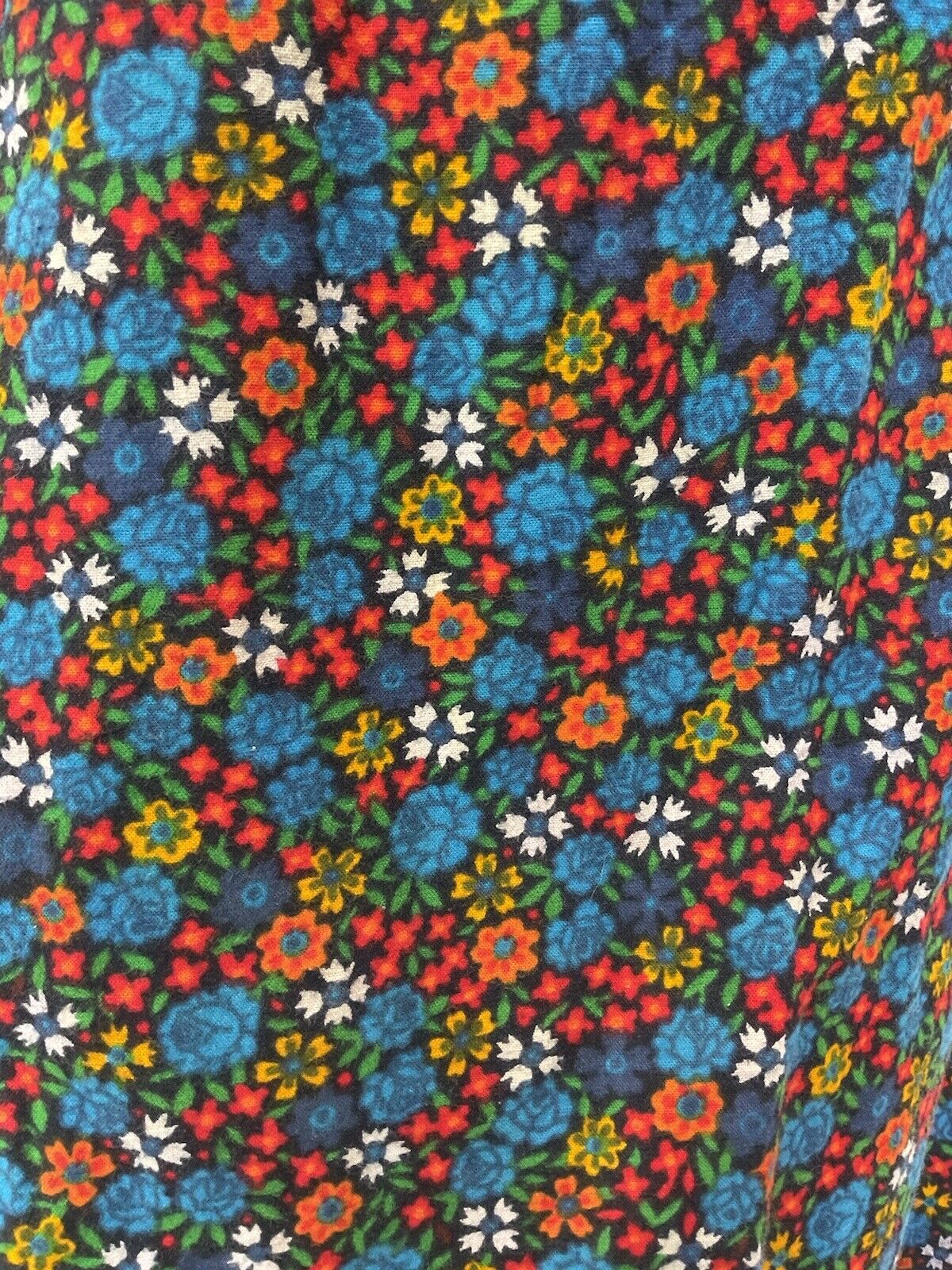 VINTAGE 60s 70s BLUE GREEN ORANGE DITSY FLORAL ROSE MOD SHIFT DRESS 10 12
