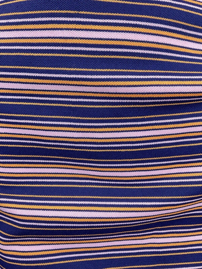 VINTAGE 60s 70s NAVY BLUE BABY PINK STRIPED MOD SHIRT DRESS 12 14