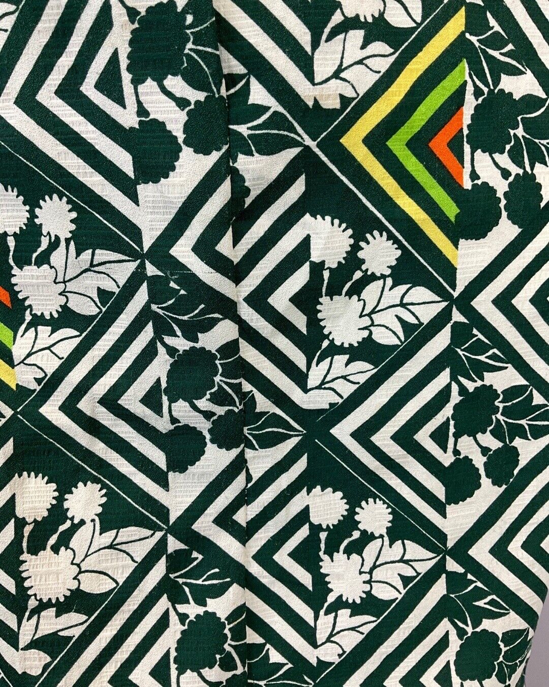 VINTAGE 60s 70s GREEN WHITE YELLOW GEOMETRIC BERRY FLORAL MOD SHIRT DRESS 12 14