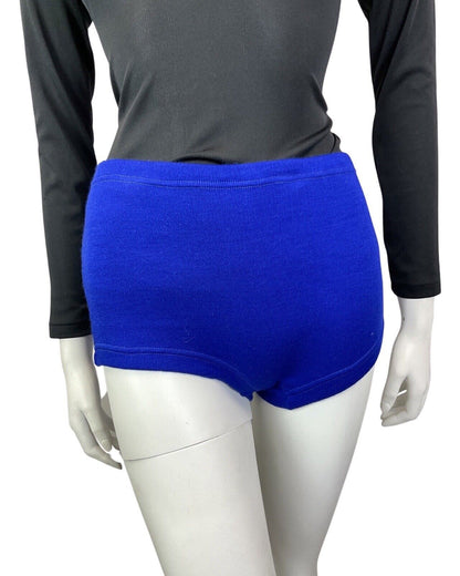 VINTAGE 60s 70s ROYAL BLUE TOWELLING MOD SWIM GOGO SHORTS HOTPANTS 10