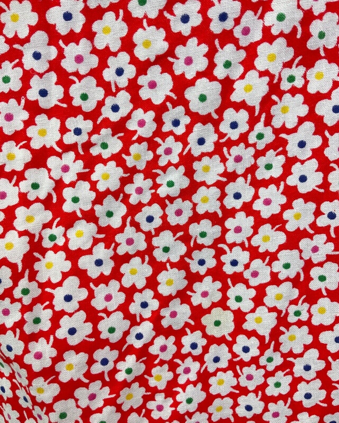 VINTAGE 60s 70s RED WHITE BLUE DAISY FLOWER MOD PRAIRIE SUMMER SUN-DRESS 8 10