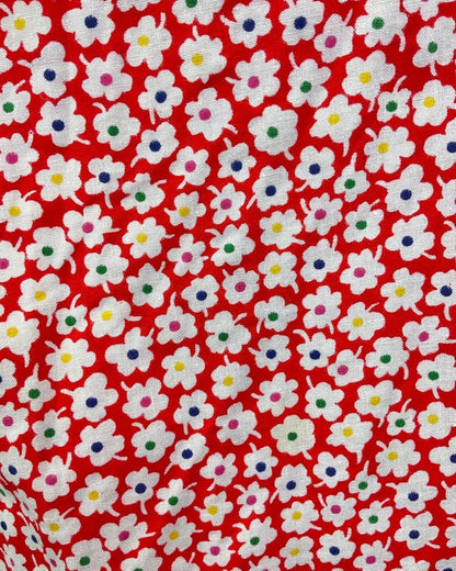 VINTAGE 60s 70s RED WHITE BLUE DAISY FLOWER MOD PRAIRIE SUMMER SUN-DRESS 8 10