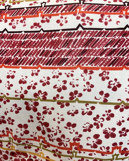 VINTAGE 60s 70s WHITE RED GOLD FLORAL PETAL STRIPED DAGGER SHIRT DRESS 14 16