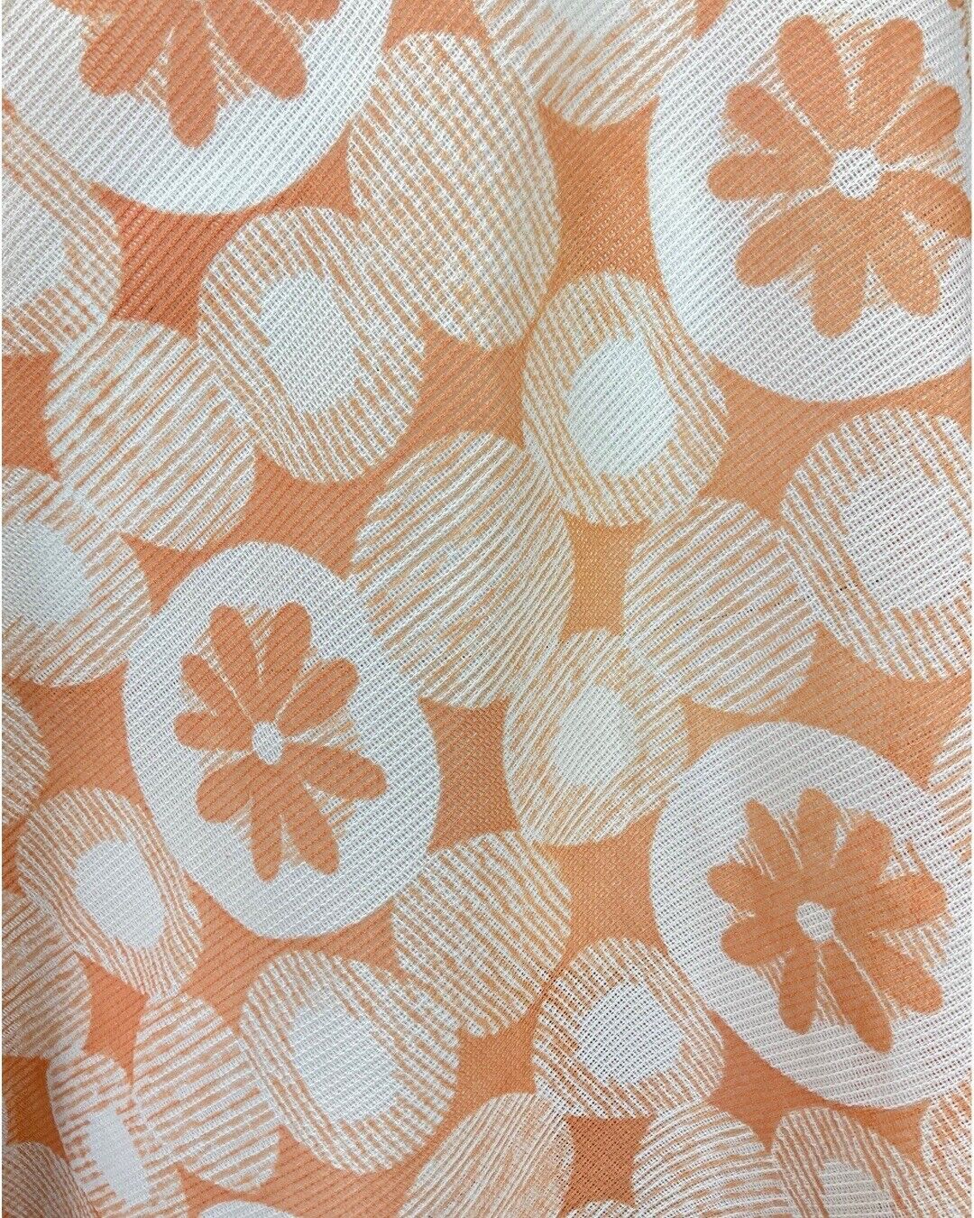 VINTAGE 60s 70s ORANGE PEACH WHITE DAISY DOTTY MOD SHIURT SWING DRESS 10 12