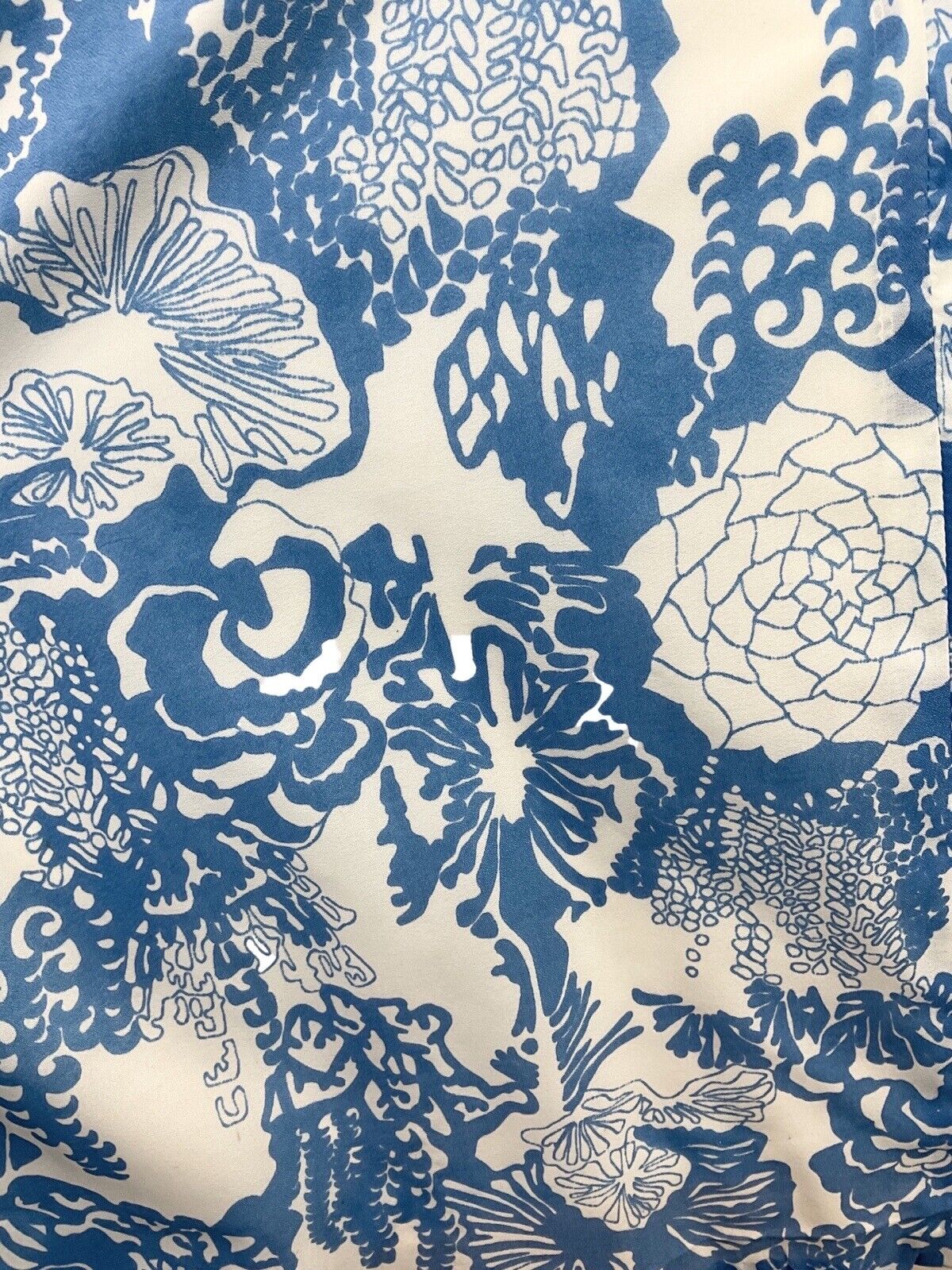 VINTAGE 60s 70s BLUE WHITE PSYCHEDELIC FLORAL PUSSYBOW SHEER SWING DRESS 12 14