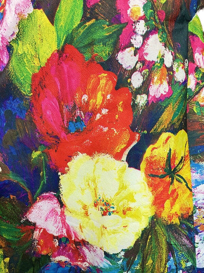 VINTAGE 60s 70s BLUE PINK YELLOW GREEN FLORAL PSYCHEDELIC WING SHIRT DRESS 8 10