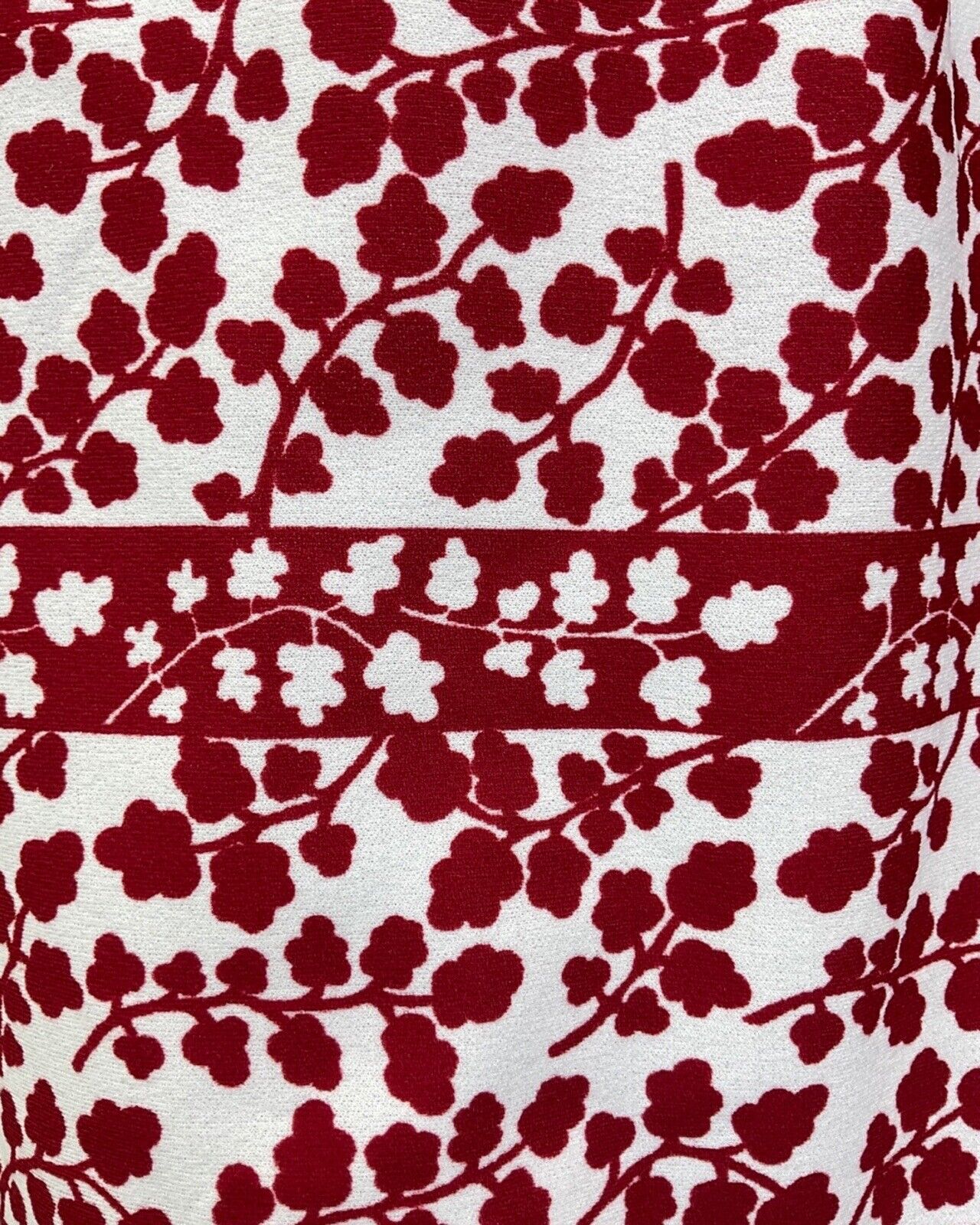 VINTAGE 60s 70s WHITE WINE RED BRANCH LEAFY FLORAL KNEE-LENGTH DRESS 8