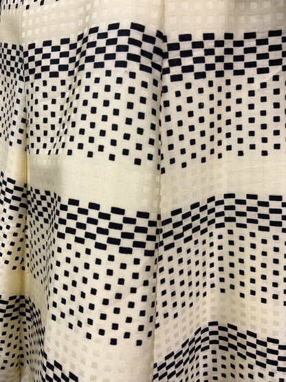 VINTAGE 60s 70s YELLOW CREAM BLACK CHECKERBOARD STRIPED DAGGER SHIRT DRESS 10