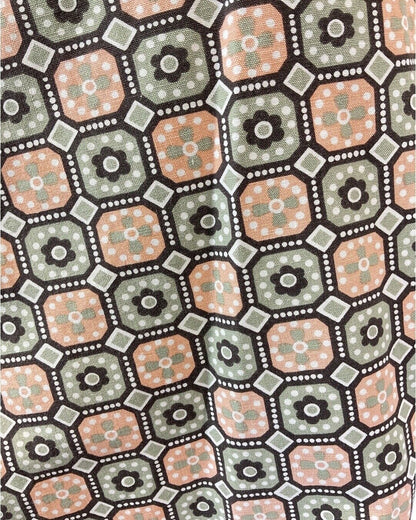 VINTAGE 60s 70s GREY PINK BLACK TILED GEOMETRIC DAISY FLOWER MOD SHORT DRESS 6 8