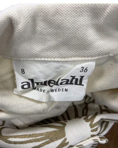 VINTAGE 60s 70s CREAM GOLD FLORAL MOD SHIRT SCOOTER DRESS 10 12