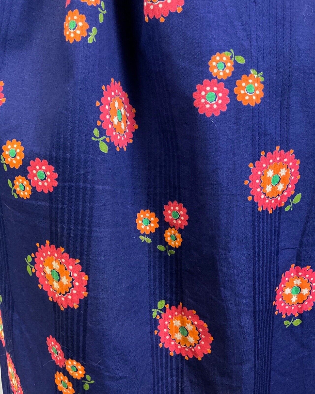 VINTAGE 60s 70s NAVY BLUE PINK ORANGE FLOWER DAISY MOD BELTED SHIRT DRESS 10 12