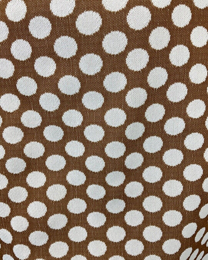 VINTAGE 60s 70s BROWN WHITE POLKA DOT MOD SLEEVELESS SUMMER DRESS 8 10