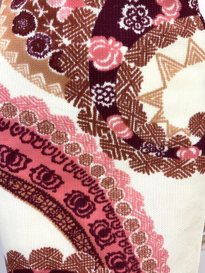 VINTAGE 60s 70s CREAM PINK PURPLE MANDALA HAWAIIAN FLORAL GEOMETRIC DRESS 14 16
