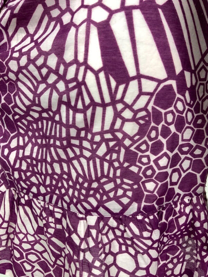 VINTAGE 60s 70s PURPLE WHITE RUFFLED GEOMETRIC PSYCHEDELIC DRESS 10