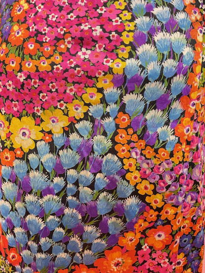 VINTAGE 60s 70s PINK BLUE ORANGE PSYCHEDELIC FLORAL SWIRL SHIRT DRESS 12 14
