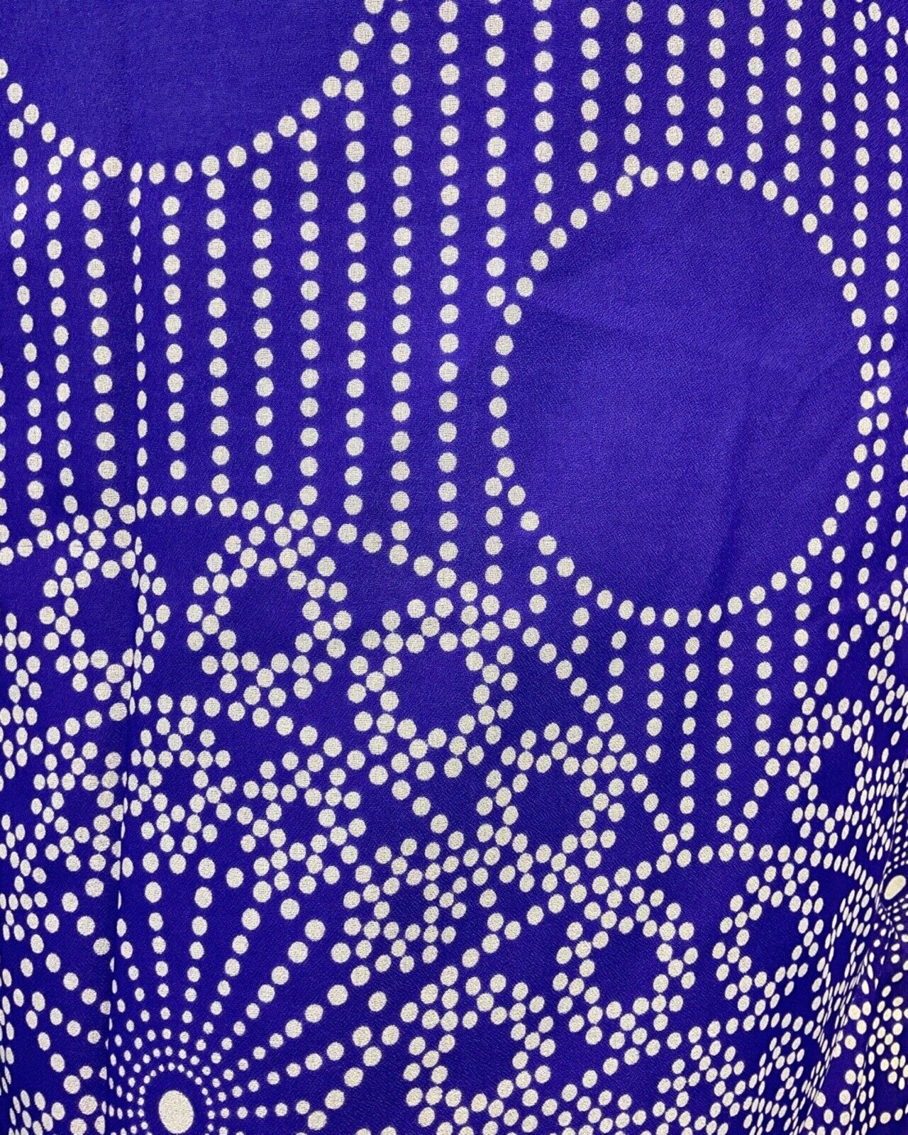 VINTAGE 60s 70s PURPLE WHITE POLKA-DOT STRIPED MANDALA MOD SLEEVELESS DRESS 14