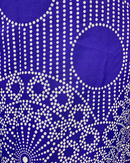 VINTAGE 60s 70s PURPLE WHITE POLKA-DOT STRIPED MANDALA MOD SLEEVELESS DRESS 14