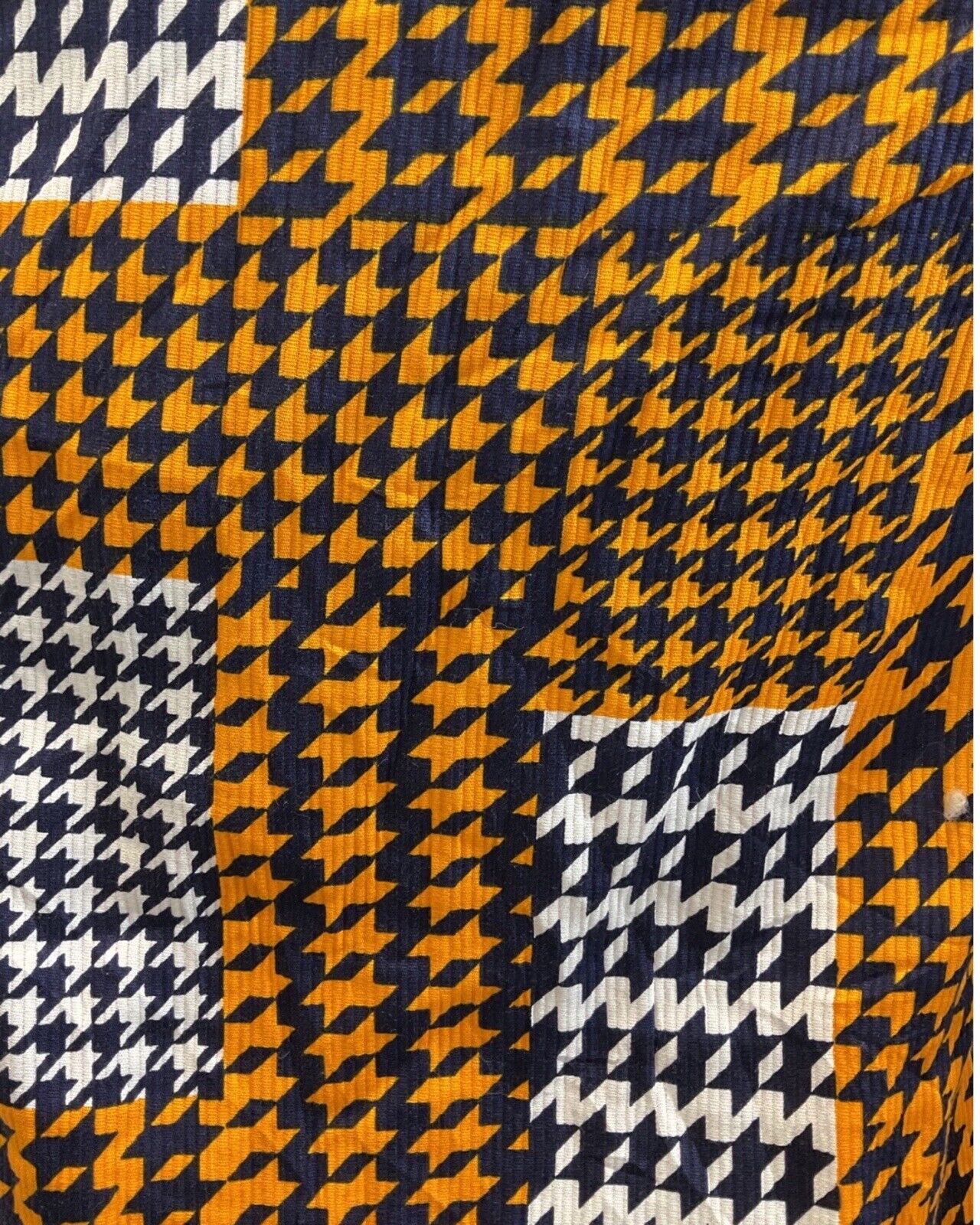 VINTAGE 60s STYLE 90s ORANGE BLUE WHITE GEOMETRIC DOGTOOTH DAGGER SHIRT DRESS 12