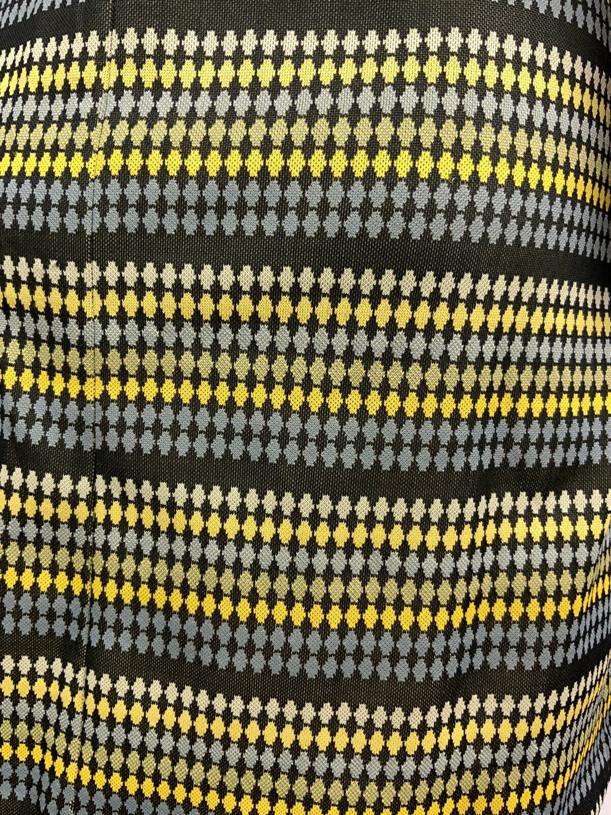 VINTAGE 60s 70s BLACK BLUE YELLOW STRIPED DOTTY DAGGER SHIRT SHIFT DRESS 8 10