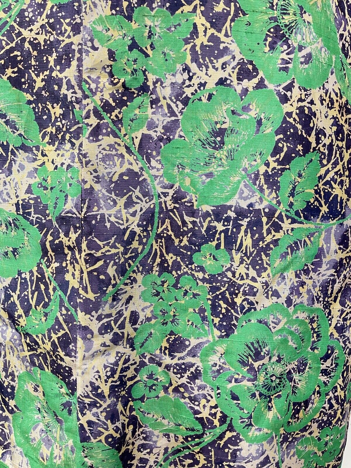 VINTAGE 60s STYLE 90s GREEN PURPLE CREAM PSYCHEDELIC FLORAL ROSE MOD DRESS 8 10