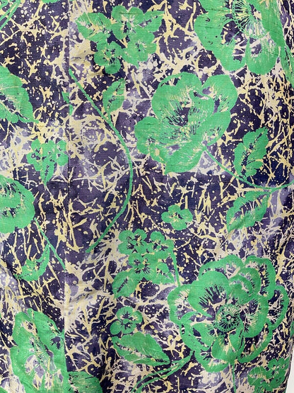 VINTAGE 60s STYLE 90s GREEN PURPLE CREAM PSYCHEDELIC FLORAL ROSE MOD DRESS 8 10