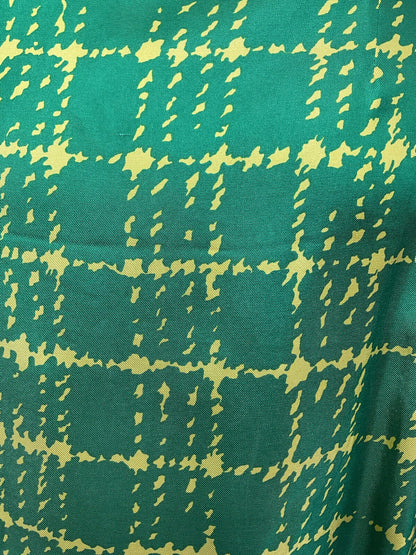 VINTAGE 60s 70s GREEN YELLOW CHECKED MOD DAGGER COLLAR SHIRT DRESS 12 14