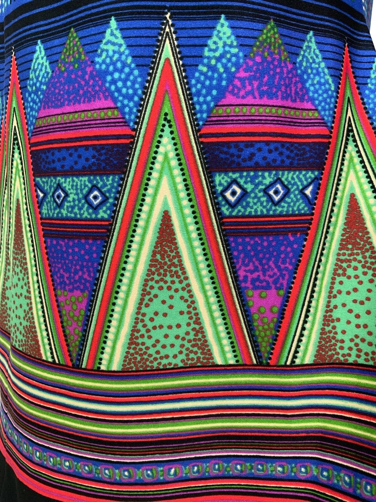 VTG 60s 70s BLUE GREEN PINK DOTTY STRIPED AZTEC BELTED DAGGER SHIRT DRESS 8 10