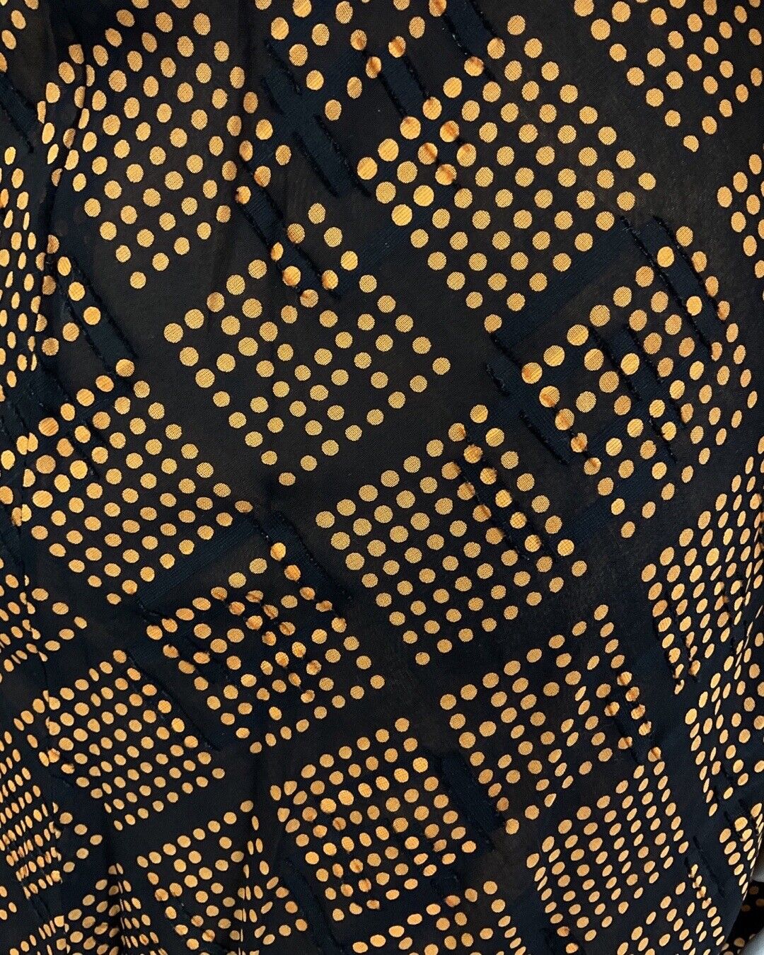 VINTAGE 60s 90s BLACK ORANGE DOTTY GRID CHECKED DAGGER COLLAR MOD SHIRT DRESS 10