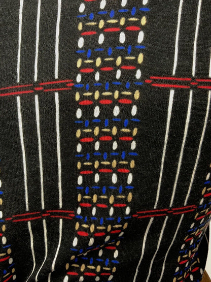 VINTAGE 60s 70s BLACK WHITE RED BLUE STRIPED GEOMETRIC DAGGER COLLAR SHIRT 8