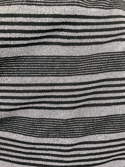 VINTAGE 60s 70s BLACK SILVER STRIPED MOD DAGGER COLLAR LUREX SHIRT 14 16