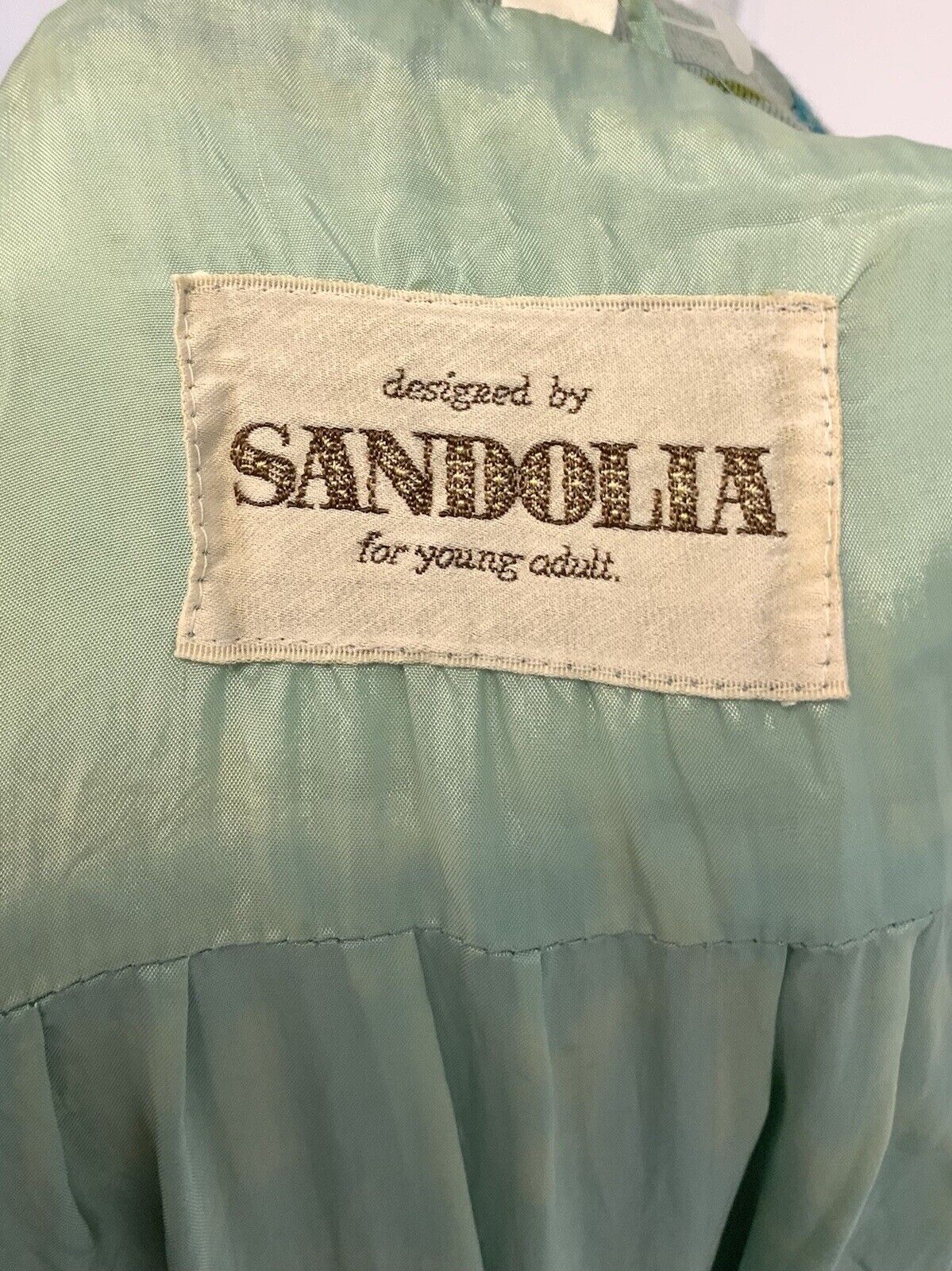 VTG 60s 70s GREEN BLUE YELLOW STRIPED FRUIT GRAPES MOD DAGGER SHIRT DRESS 8 10