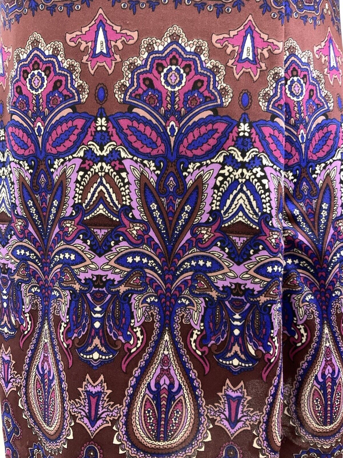 VTG 60s 70s PURPLE BROWN BLUE PSYCHEDELIC FLORAL DAGGER SHIRT DRESS 16 18