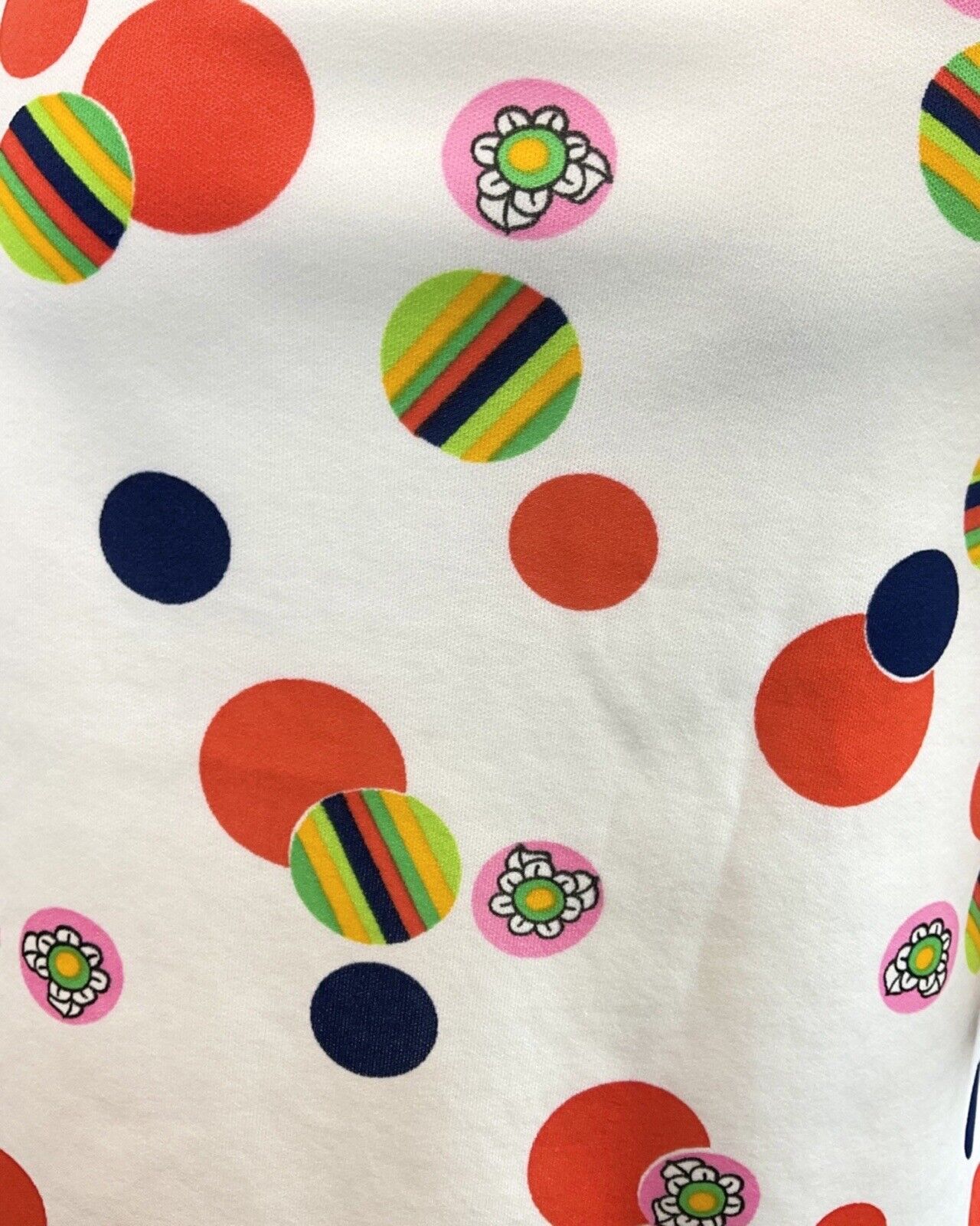 VINTAGE 60s 70s WHITE RED PINK STRIPED DAISY DOTTY MOD SLEEVELESS SHIRT DRESS 16