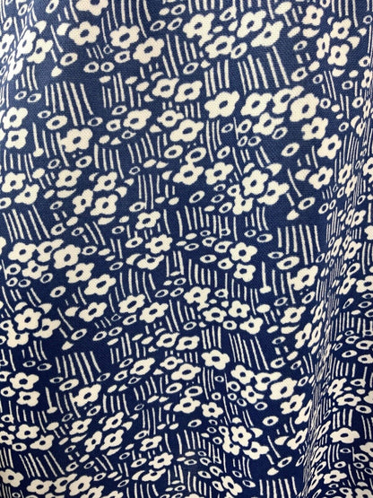 VINTAGE 60s 70s BLUE WHITE FLORAL DITSY DAISY STRIPED STRAPPY MOD SUN DRESS 14