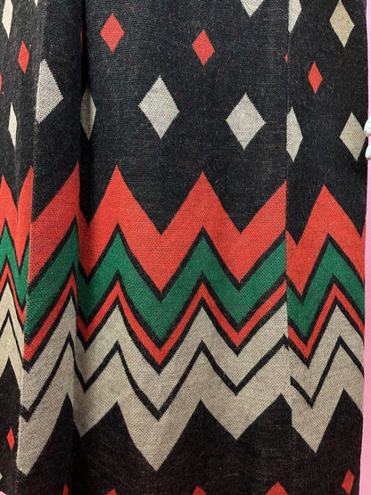 VINTAGE 60s 70s BLACK RED BEIGE DIAMOND GEOMETRIC DAGGER SHIRT DRESS 4