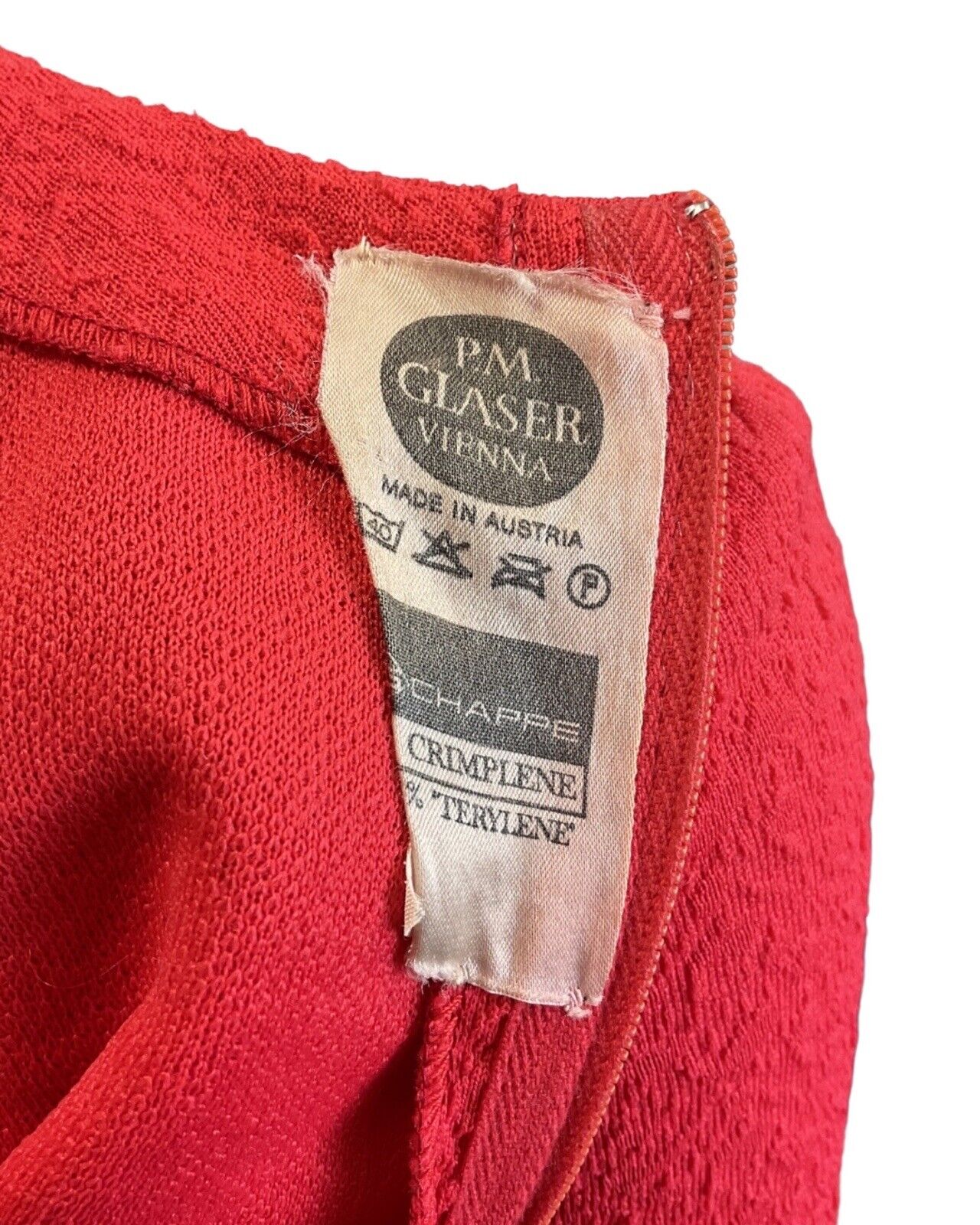 VINTAGE 60s 70s PILLARBOX RED SILVER CHAIN SHORT SLEEVE FITTED MOD DRESS 10