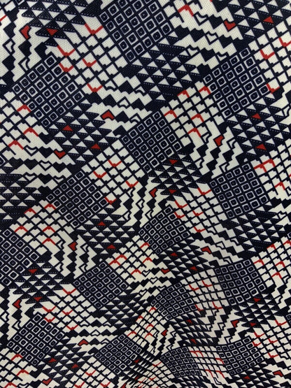 VINTAGE 60s 70s BLUE RED WHITE GEOMETRIC CHECKERBOARD MOD HALTER SUMMER DRESS 16