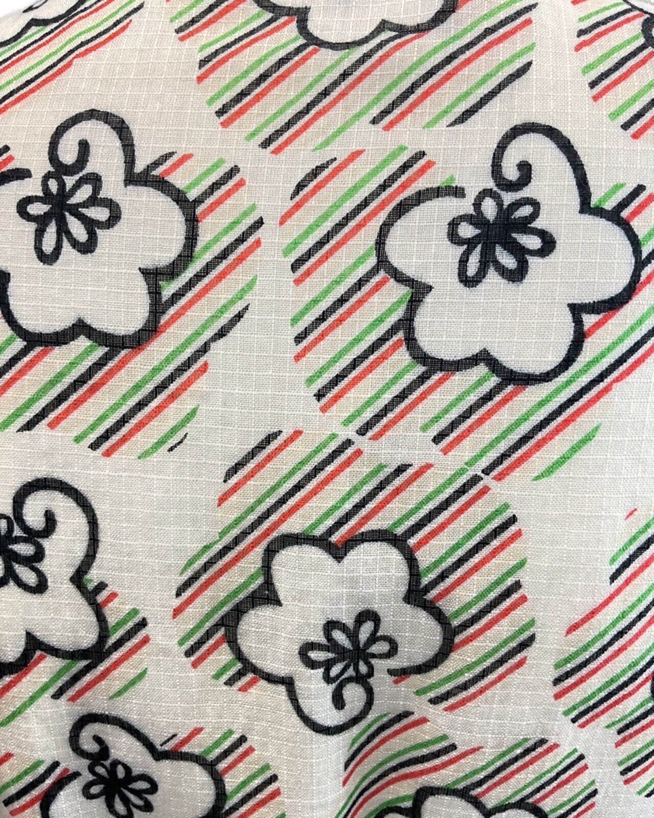 VINTAGE 60s 70s WHITE BLACK RED GREEN STRIPED FLORAL MOD SUMMER DRESS 6