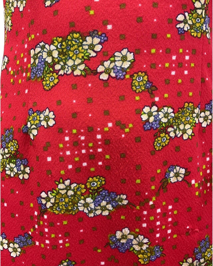 VINTAGE 60s 70s PILLARBOX RED BLUE GREEN DAISY FLOWER SQUARE MOD SUMMER DRESS 16