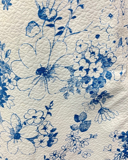 VINTAGE 60s 70s WHITE BLUE FLORAL PRAIRIE BOHO SUMMER APRON SUN DRESS 8