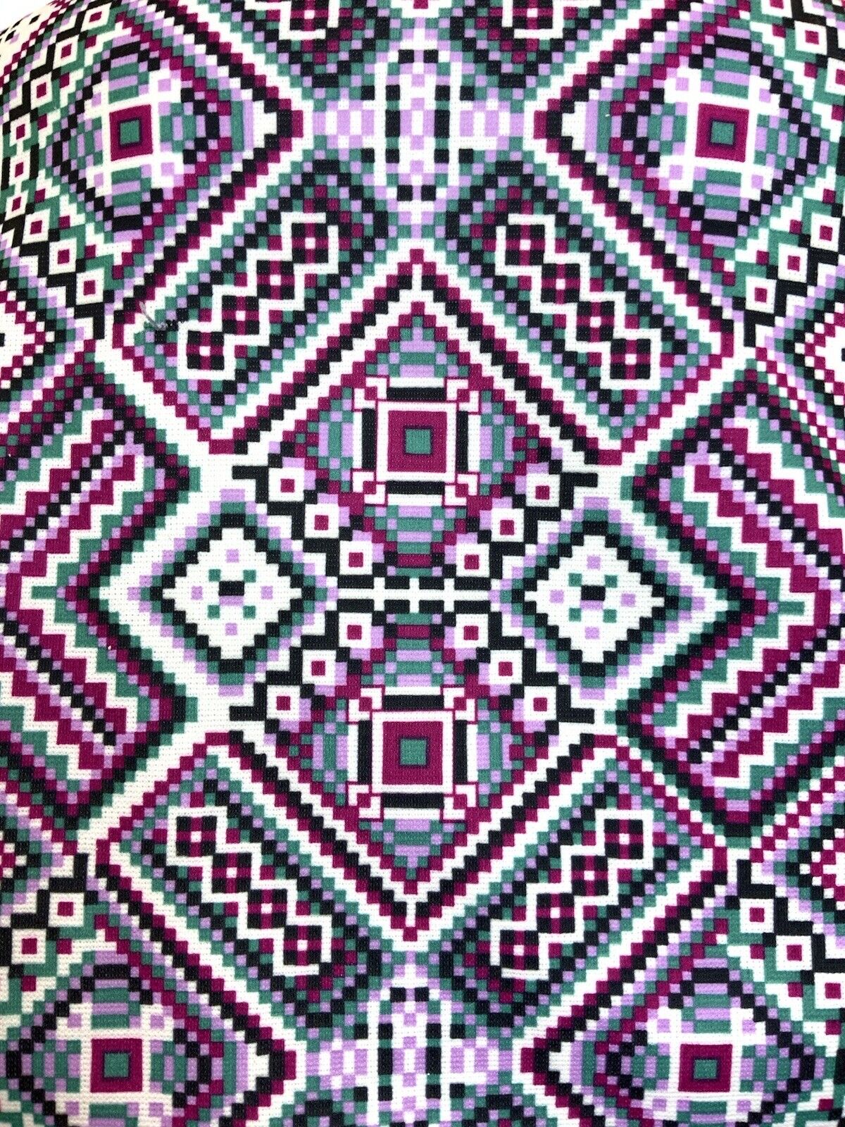 VINTAGE 60s 70s PURPLE WHITE GREEN BLACK GEOMETRIC AZTEC MOD DAGGER SHIRT 14 16
