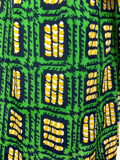 VTG 60s 70s GREEN BLUE YELLOW GEOMETRIC SQUARE PETER PAN COLLAR SHIRT DRESS 8 10