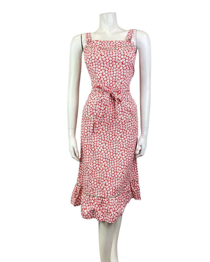 VINTAGE 60s 70s RED WHITE BLUE DAISY FLOWER MOD PRAIRIE SUMMER SUN-DRESS 8 10