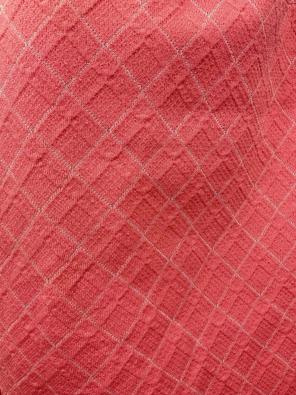 VINTAGE 60s 70s SALMON PINK WHITE GRID CHECKED MOD SCOOTER SHIFT DRESS 8