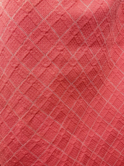 VINTAGE 60s 70s SALMON PINK WHITE GRID CHECKED MOD SCOOTER SHIFT DRESS 8